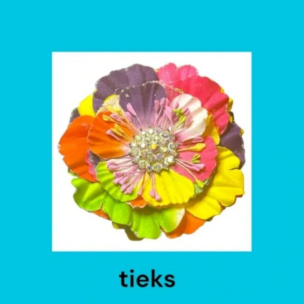 Tieks Flower Neon Flower Box Topper Multiple Neon Colors Faux Jeweled Center